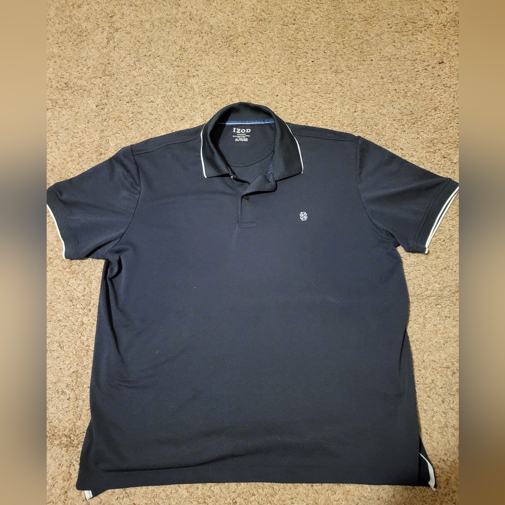 IZOD Dark Blue Polo Short Sleeve Shirt Mens XL